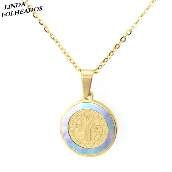 linda folheados new designed gold stainless steel link chain god round shape shell pendant necklace jewelry, Silver
linda folheados new designed gold stainless steel link chain god round shape shell pendant necklace jewelry, Silver