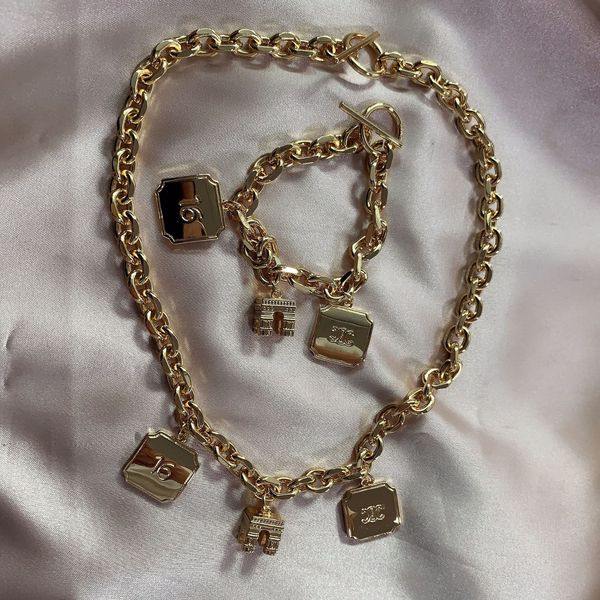 french fashion celi style three-dimensional triumphal arch badge shield gold coin letter bracelet necklace personality, Silver
french fashion celi style three-dimensional triumphal arch badge shield gold coin letter bracelet necklace personality, Silver
