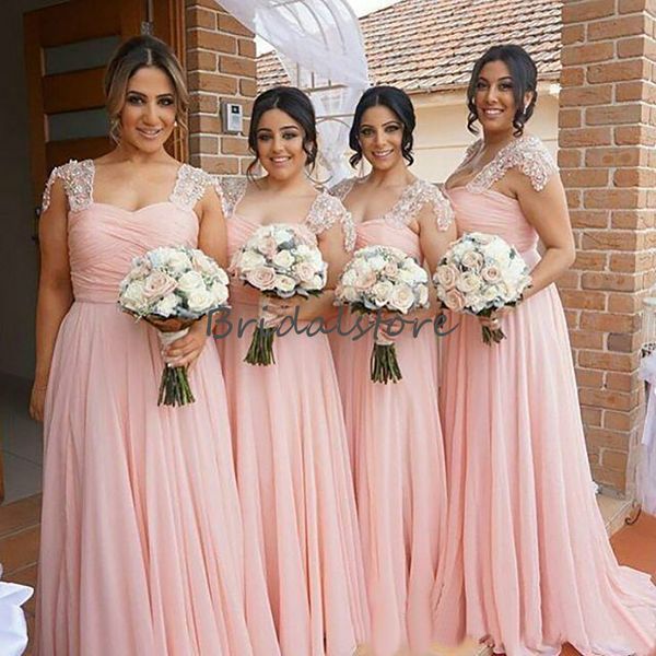 country pink bridesmaid dresses long formal prom evening dress beaded cap sleeves floor length chiffon maid of honor gowns 2020 robes, White;pink
country pink bridesmaid dresses long formal prom evening dress beaded cap sleeves floor length chiffon maid of honor gowns 2020 robes, White;pink