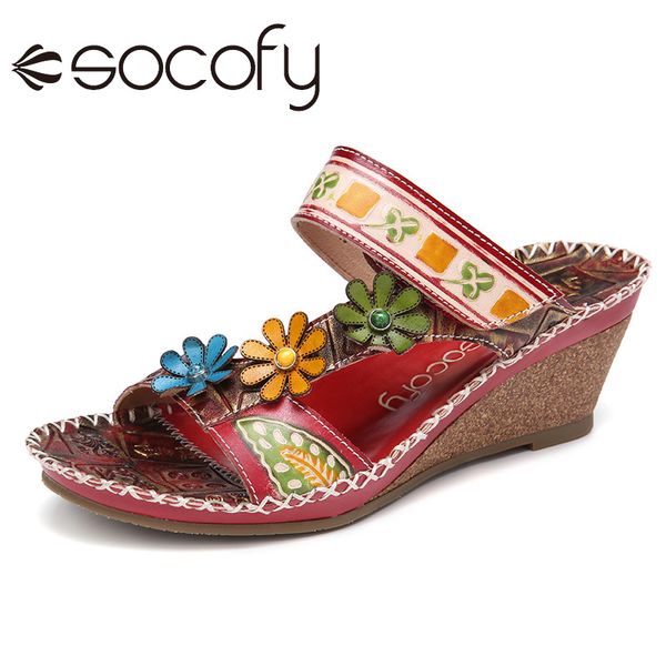 socofy bohemia style sandals handmade leather floral stitching slip on slides wedge sandals female heel casual 2020, Black
socofy bohemia style sandals handmade leather floral stitching slip on slides wedge sandals female heel casual 2020, Black