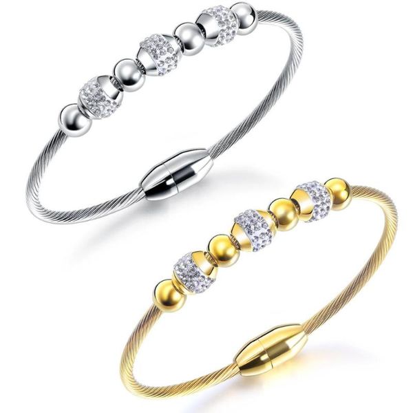 fashion stainless steel bracelet bangle with magnetic clasp beads zirconia jewelry for women, Black
fashion stainless steel bracelet bangle with magnetic clasp beads zirconia jewelry for women, Black