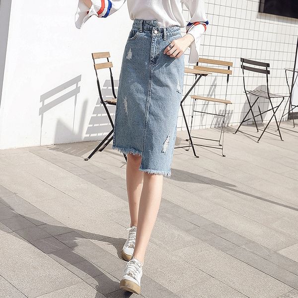 2019 весной новый женский стиль сплошной цвет отверстие нерегулярные кисточкой кисточкой denim джинсовая юбка юбка 1889, Black
2019 весной новый женский стиль сплошной цвет отверстие нерегулярные кисточкой кисточкой denim джинсовая юбка юбка 1889, Black