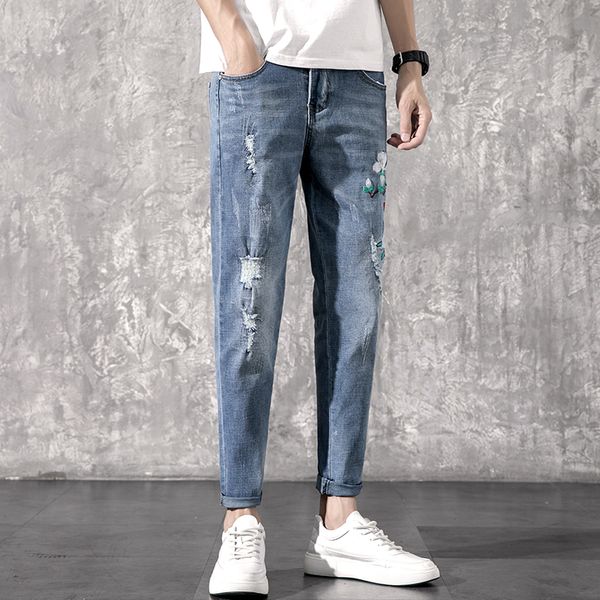 2020 autumn and winter new men's jeans korean version of simple elastic slim feet pants social guy joker casual fashion pants, Blue
2020 autumn and winter new men's jeans korean version of simple elastic slim feet pants social guy joker casual fashion pants, Blue