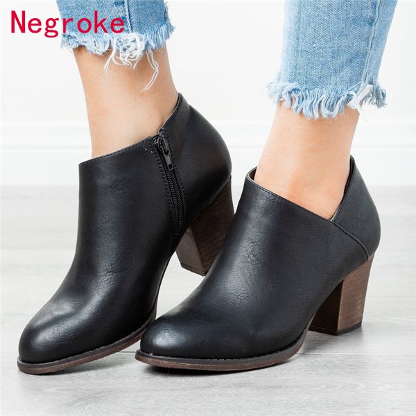 2020 vintage ankle boots for women shoes woman pu leather retro block high heels women boots zapato mujer big size 43, Black
2020 vintage ankle boots for women shoes woman pu leather retro block high heels women boots zapato mujer big size 43, Black