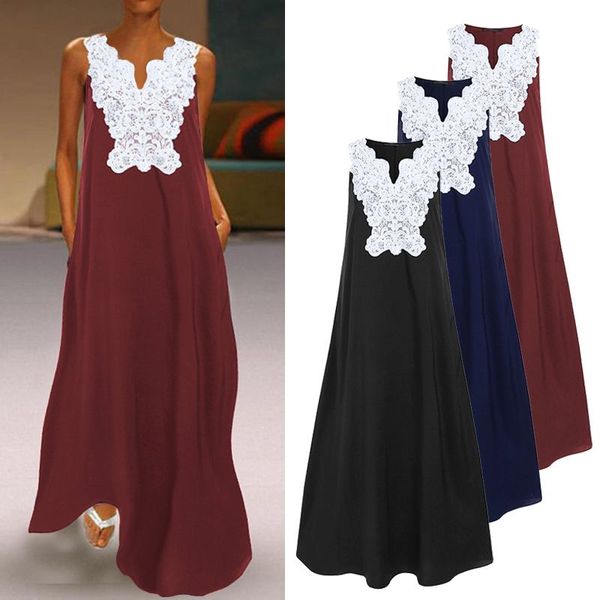 floral casual party long maxi dress summer patchwork lace v-neck sleeveless sundress zanzea women pockets robe plus size, Black;gray
floral casual party long maxi dress summer patchwork lace v-neck sleeveless sundress zanzea women pockets robe plus size, Black;gray