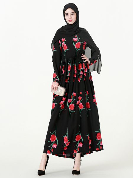 new arrival selling rose printed dress long sleeve crew neck plus size ladies maxi dress, White;black
new arrival selling rose printed dress long sleeve crew neck plus size ladies maxi dress, White;black