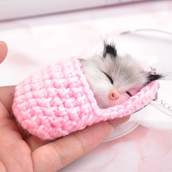 women girls handmade woven slipper bag car pendants key holder gift fluffy faux fur key rings cute sleeping cat pompom keychains, Silver
women girls handmade woven slipper bag car pendants key holder gift fluffy faux fur key rings cute sleeping cat pompom keychains, Silver