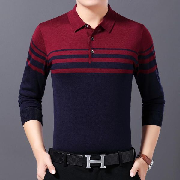 2020 men's autumn new long sleeve stripes sweater youth flip color matching base sweater, White;black
2020 men's autumn new long sleeve stripes sweater youth flip color matching base sweater, White;black