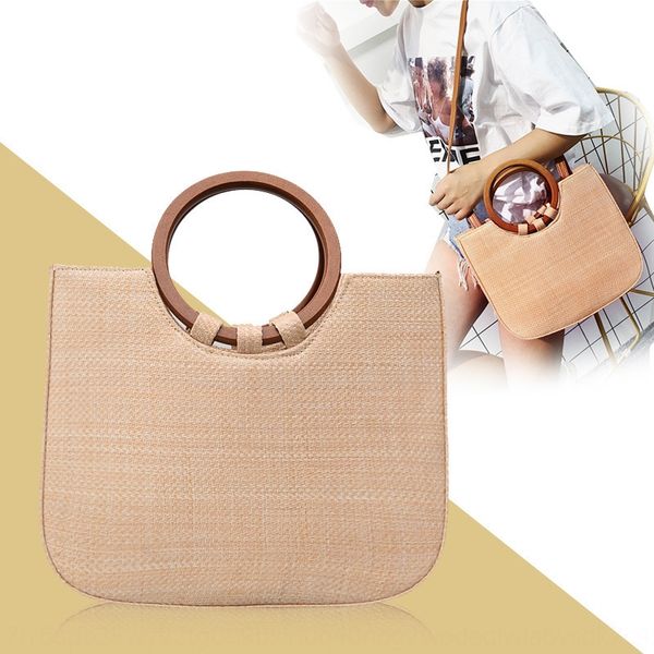 2020 sp new women's korean wooden handle woven hand straw beach handbag ring ring shoulder women's bag, White
2020 sp new women's korean wooden handle woven hand straw beach handbag ring ring shoulder women's bag, White