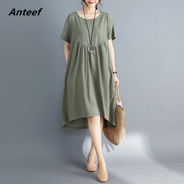 cotton linen plus size vintage women casual loose midi summer dress elegant clothes 2020 ladies dresses sundress streetwear, Black;gray 
cotton linen plus size vintage women casual loose midi summer dress elegant clothes 2020 ladies dresses sundress streetwear, Black;gray