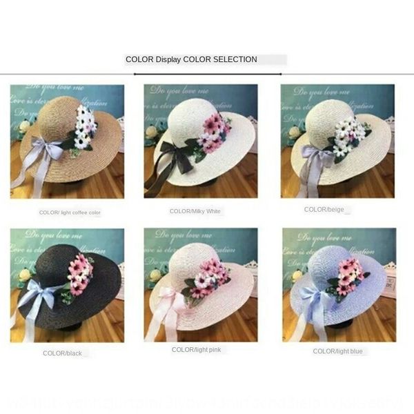 new sunscreen sun women's flower big edge straw straw korean beach hat uv-proof hat folding, Blue;gray
new sunscreen sun women's flower big edge straw straw korean beach hat uv-proof hat folding, Blue;gray