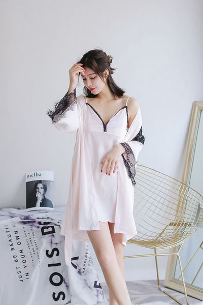 spring new suspender pajama women's nightgown with cushion ice silk long sleeve pajama two piece suit household, Black;brown
spring new suspender pajama women's nightgown with cushion ice silk long sleeve pajama two piece suit household, Black;brown