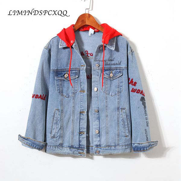 new jeans jacket women hooded casual jaqueta bomber denim jacket letters embroidery streetwear harajuku women's outerwear, Black;brown
new jeans jacket women hooded casual jaqueta bomber denim jacket letters embroidery streetwear harajuku women's outerwear, Black;brown