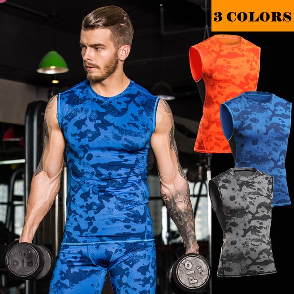 new 2020 summer active camouflage pro gym training tights jogging sportswear men compression basketball sweat running vests, Black;blue
new 2020 summer active camouflage pro gym training tights jogging sportswear men compression basketball sweat running vests, Black;blue