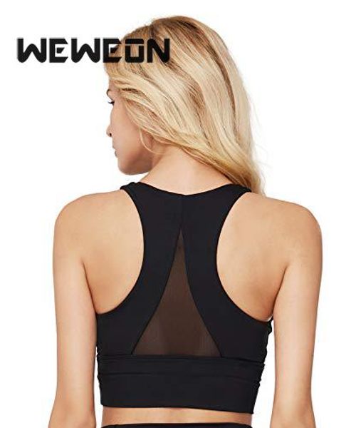 sports bras crop padded longline workout bra with mesh back for yoga gym, White;black
sports bras crop padded longline workout bra with mesh back for yoga gym, White;black