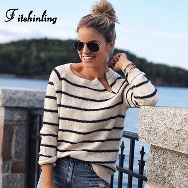 fitshinling casual stripes lady's sweater knitwear zipper black white slim jumper long sleeve basic sweaters for women pullovers, White;black
fitshinling casual stripes lady's sweater knitwear zipper black white slim jumper long sleeve basic sweaters for women pullovers, White;black