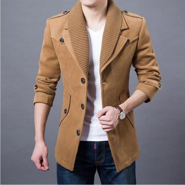new men's mid-length jacket slim woolen wool jacket wool coat men's british autumn and winter youth woolen coat, Black;brown
new men's mid-length jacket slim woolen wool jacket wool coat men's british autumn and winter youth woolen coat, Black;brown