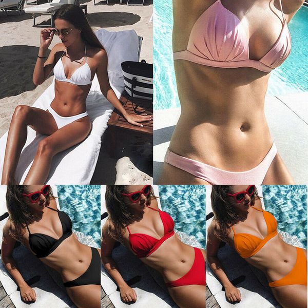 womens triangle bikini sets padded solid bra thong bottoms swimwear swimsuit drop shipping good quality, White;black
womens triangle bikini sets padded solid bra thong bottoms swimwear swimsuit drop shipping good quality, White;black