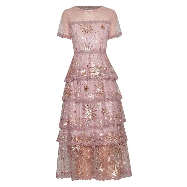 red roosarosee round neck short sleeve perspective mesh sequins embroidery flower midi dress new summer 2020 vestidos robe femme, Black;gray
red roosarosee round neck short sleeve perspective mesh sequins embroidery flower midi dress new summer 2020 vestidos robe femme, Black;gray