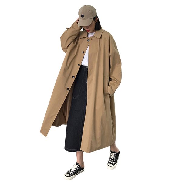 women's trench coats spring autumn coat overcoat fashion medium long loose retro casual long-sleeved windbreaker jacket, Tan;black
women's trench coats spring autumn coat overcoat fashion medium long loose retro casual long-sleeved windbreaker jacket, Tan;black