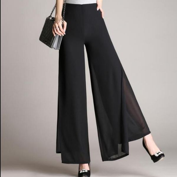 2020 new fashion women's summer thin chiffon pants female wide leg pants high waist casual dance trousers plus size rq122, Black;white
2020 new fashion women's summer thin chiffon pants female wide leg pants high waist casual dance trousers plus size rq122, Black;white