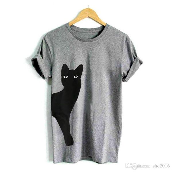 women t-shirt crew nrck cotton blend short sleeve lovely multiple colour black cat print tees casual shirt size s-2xl t3, White
women t-shirt crew nrck cotton blend short sleeve lovely multiple colour black cat print tees casual shirt size s-2xl t3, White