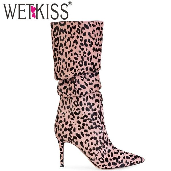 wetkiss women leopard boots mid claf slip on slouch pleated stiletto high heels boots pointed toe fashion lady party dress shoes, Black
wetkiss women leopard boots mid claf slip on slouch pleated stiletto high heels boots pointed toe fashion lady party dress shoes, Black