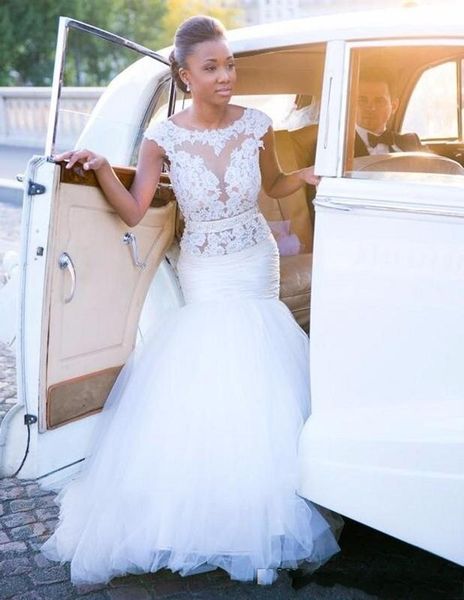 african bride wedding dress mermaid cap sleeve open backless white lace tulle beading belt bridal gowns custom made plus size
african bride wedding dress mermaid cap sleeve open backless white lace tulle beading belt bridal gowns custom made plus size