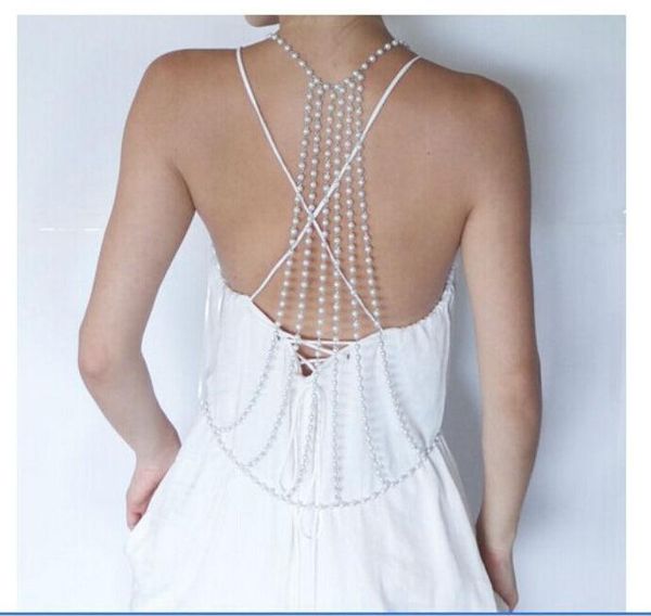 new style p40 women fashion white imitation pearls chains jewelry back beads body chains jewelry unique chains t200508, Silver
new style p40 women fashion white imitation pearls chains jewelry back beads body chains jewelry unique chains t200508, Silver