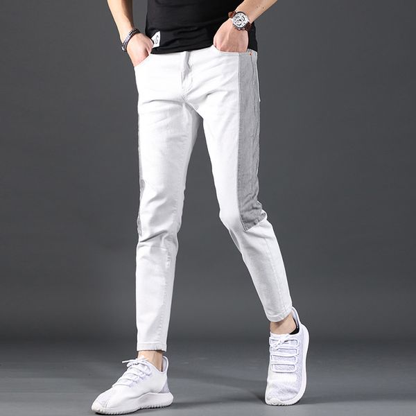 men ankle-length pants gray white patchwork jeans summer slim fit stretch jean 2020 fashion korean style denim trousers, Blue
men ankle-length pants gray white patchwork jeans summer slim fit stretch jean 2020 fashion korean style denim trousers, Blue