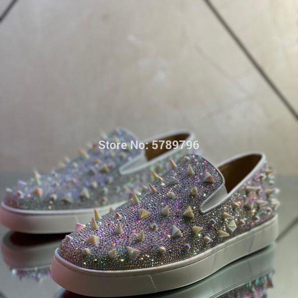 low cut red bottom white leather sports lazy shoes for men casual flat loafers messy rivets color crystal whole runway sneakers, Black
low cut red bottom white leather sports lazy shoes for men casual flat loafers messy rivets color crystal whole runway sneakers, Black