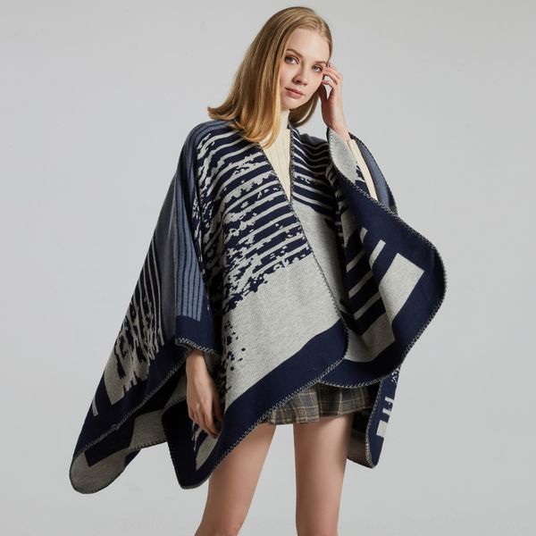 popular warm cloak shawl fashion split shawl classic striped cashmere warm cloak universal throughout the year, Blue;gray
popular warm cloak shawl fashion split shawl classic striped cashmere warm cloak universal throughout the year, Blue;gray