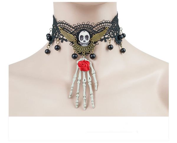 selling european and american retro ghost claw necklace decoration skull head female lace accessories wholesale, Silver
selling european and american retro ghost claw necklace decoration skull head female lace accessories wholesale, Silver