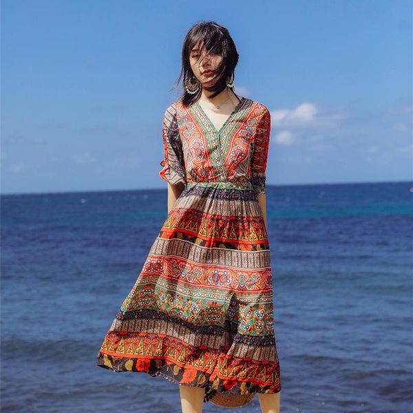 thailand long beach holiday casual dresses bohemian summer dress v-neck print chiffon sundress slit women ladies dresses vintage, White
thailand long beach holiday casual dresses bohemian summer dress v-neck print chiffon sundress slit women ladies dresses vintage, White