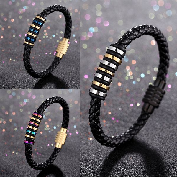 new stainless steel & real leather bangles magnetic braided bracelets multicolor jewelry for women men 18.5cm & 21.5cm long, Black
new stainless steel & real leather bangles magnetic braided bracelets multicolor jewelry for women men 18.5cm & 21.5cm long, Black