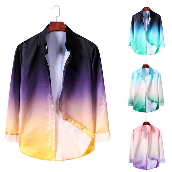 mens gradient autumn thin shirts man lapel neck long seeve single brested casual shirt men high fashion clothes, White;black
mens gradient autumn thin shirts man lapel neck long seeve single brested casual shirt men high fashion clothes, White;black