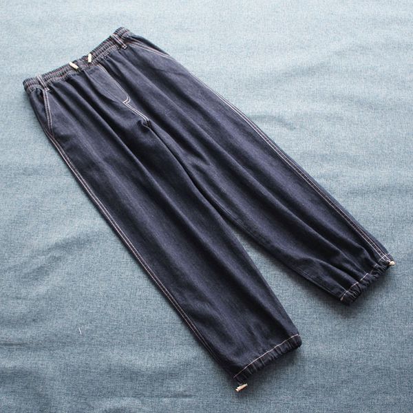women jeans thin 2020 new autumn korean casual loose elastic waist drawstring harem pants pockets trousers for women, Blue
women jeans thin 2020 new autumn korean casual loose elastic waist drawstring harem pants pockets trousers for women, Blue