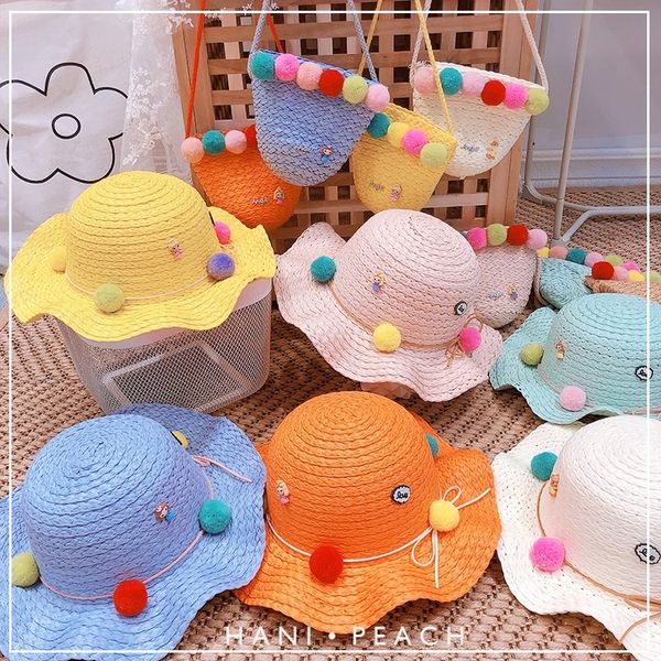 629 korea ins tennis celebrity chao meng hat ball color ball children's straw hat color straw bag beach bag, Blue;gray
629 korea ins tennis celebrity chao meng hat ball color ball children's straw hat color straw bag beach bag, Blue;gray