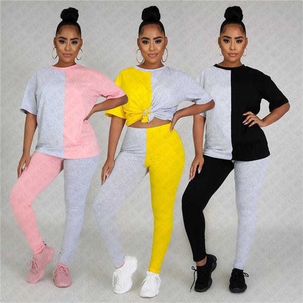 women tracksuit patchwork solid color short sleeve t shirt pants leggings 2piece clothes set outfits designer home casual sports set d72303, White
women tracksuit patchwork solid color short sleeve t shirt pants leggings 2piece clothes set outfits designer home casual sports set d72303, White