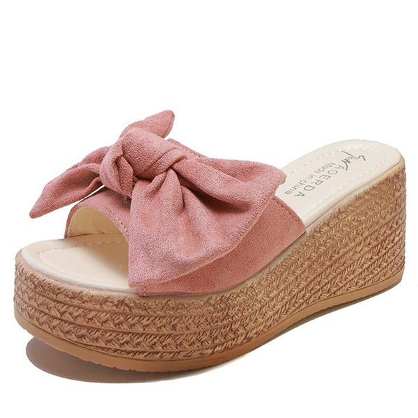 slippers 7cm summer women wedge platform appliques bow beach antiskid female sandals clog shoes slides high heels, Black
slippers 7cm summer women wedge platform appliques bow beach antiskid female sandals clog shoes slides high heels, Black