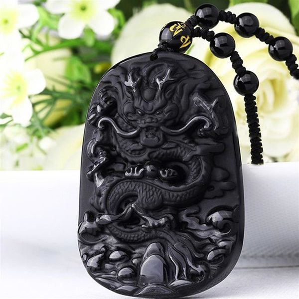 exquisite natural obsidian carved chinese dragon shape pendant lucky necklace men auspicious symbol shelter, Black
exquisite natural obsidian carved chinese dragon shape pendant lucky necklace men auspicious symbol shelter, Black
