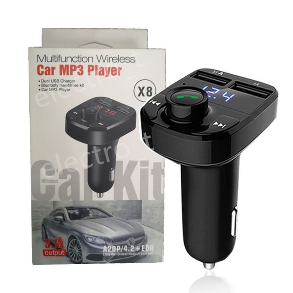 

X8 FM передатчик Aux Модулятор Bluetooth Handsfree Car Kit Car Audio MP3-плеер с 3.1A Quick Charge Dual USB Автомобильное зарядное устройство Accessorie MQ01