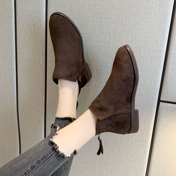 women's winter shoes 2020 spring new model round toe low heel sleeve women's shoes flat woman, Black
women's winter shoes 2020 spring new model round toe low heel sleeve women's shoes flat woman, Black