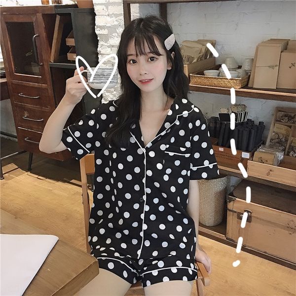 mh7u3 korean new style women's simple polka clothes home furnishing clothing dot cardigan lapel casual loose short sleeping suit home c, Blue;red
mh7u3 korean new style women's simple polka clothes home furnishing clothing dot cardigan lapel casual loose short sleeping suit home c, Blue;red