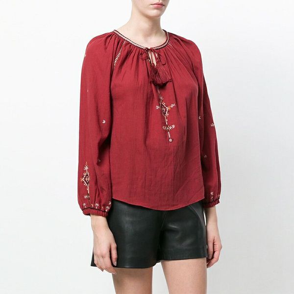 2020 new summer bohemia red embroidery women blouse retron vintage classical cotton pleated shirts, White
2020 new summer bohemia red embroidery women blouse retron vintage classical cotton pleated shirts, White