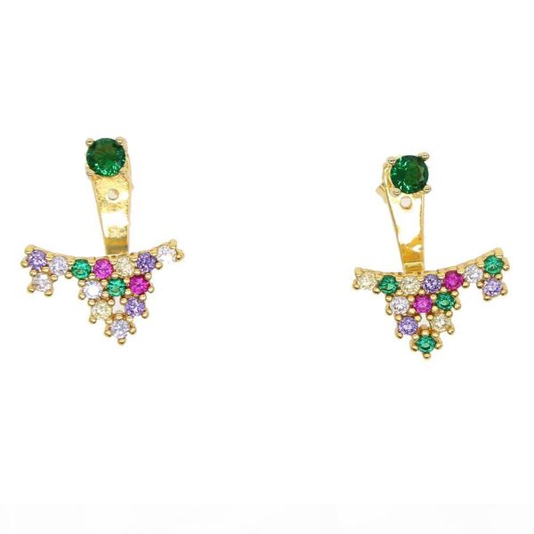 front back cz earring mix multi color stone elegance gold color double side women girl fashion jewelry high quality, Silver
front back cz earring mix multi color stone elegance gold color double side women girl fashion jewelry high quality, Silver