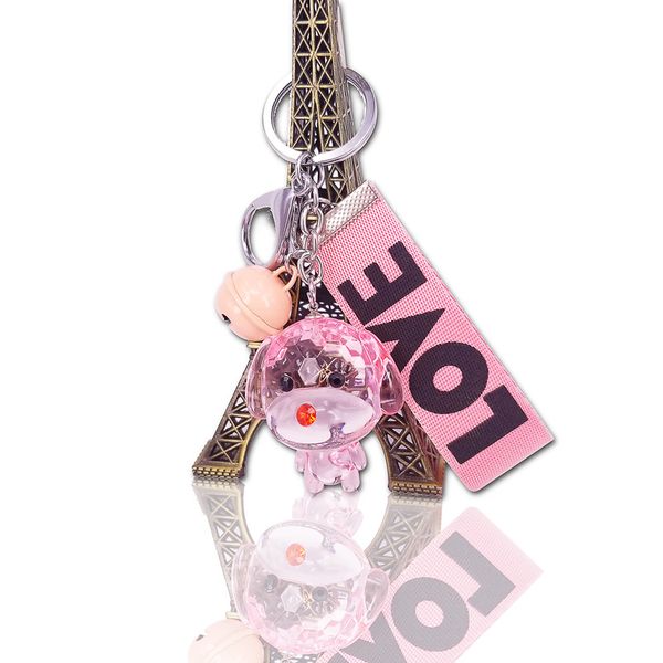 transparent crystal dog keychain ladies bag key ring decoration pendant car key cute puppy alloy bell pendant, Silver 
transparent crystal dog keychain ladies bag key ring decoration pendant car key cute puppy alloy bell pendant, Silver
