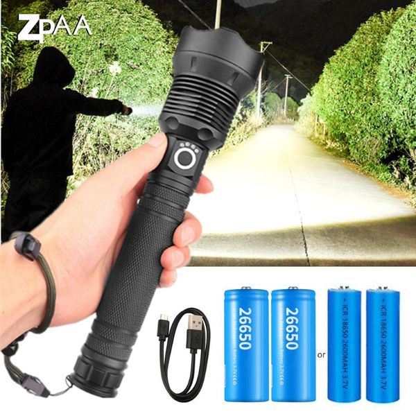 Usb Powerful Xhp70.2 Torch Super Bright Lamp Rechargeable Zoom Led Tactical Torch Xhp70 Xhp50 18650 Or 26650 Battery