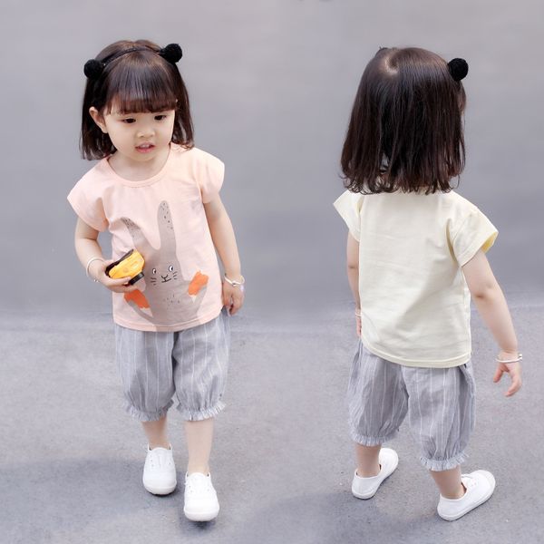 girls suit 2020 new korean baby cartoon casual two-piece set dress for girls thin summer suit infant thin summer clothes