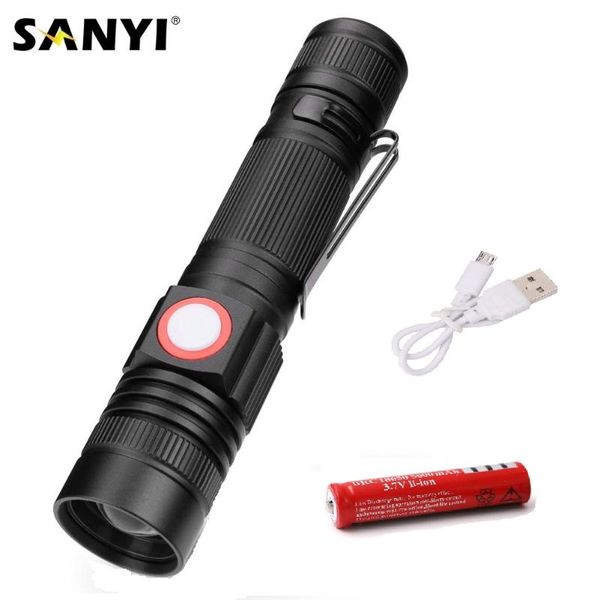 sanyi usb rechargeable 3 modes led tactical flashlights zoomable focus torch usb charging 18650 lantern for fishing
sanyi usb rechargeable 3 modes led tactical flashlights zoomable focus torch usb charging 18650 lantern for fishing